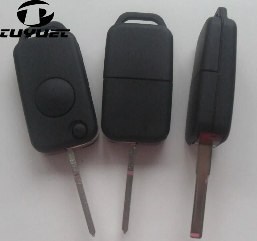 5PCS 1 Button 2 Track Uncut Blade Folding Flip Remote Key Shell for Mercedes-Benz Car Key Blanks FOB Case