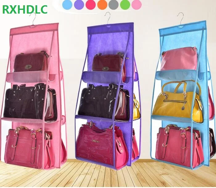 

20PCS 6 Pockets Hanging Storage Bag Purse Handbag Tote Bag shoes Storage Organizer Rack Hangers Storage Accessories