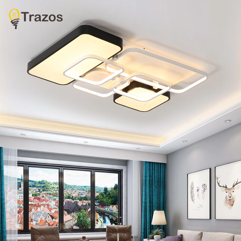 

TRAZOS ectangle Acrylic Aluminum Modern Led ceiling lights for living room bedroom AC175-265V White Ceiling Lamp Fixtures