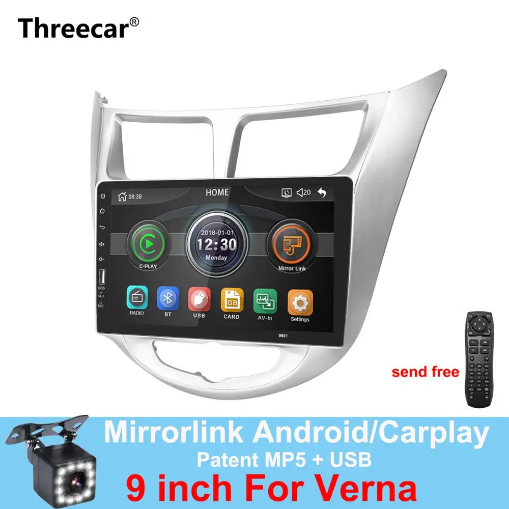 

mirrorlink iPhone Android 2din Car DVD Radio Player 9 inch Bluetooth MP5 multimedia Player For Hyundai Verna Solaris 2010-2015
