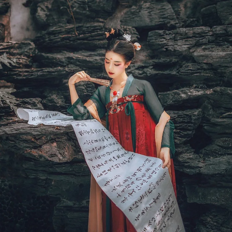 Традиционный китайский костюм для женщин с вышивкой Hanfu платье Древний женский