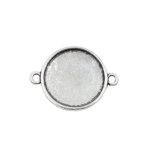 

50pcs/lot Alloy Antique Silver Cameo/Glass/Cabochon Frame bezel Settings, Single sided Charm with double Ring fit 20mm K03372