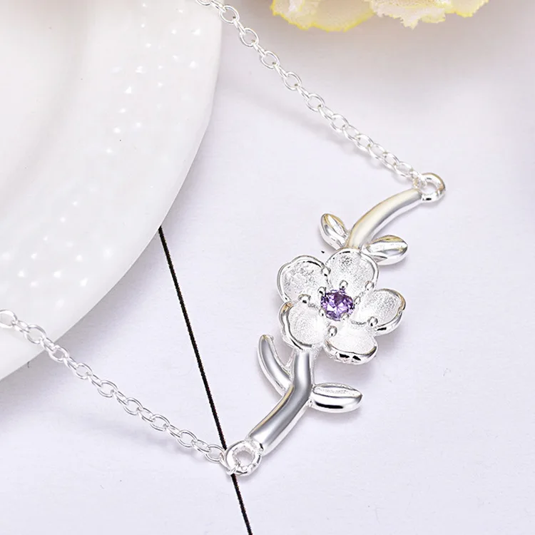 Bijoux дизайнер 925 Серебряный Цирконий цветок браслеты для женщин Мода Девушки S925 браслет-цепочка