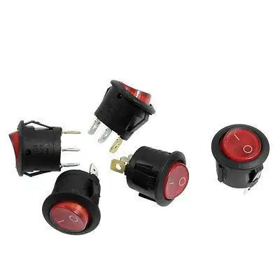 5 Pcs Red Light ON-OFF SPST Snap In Round Boat Rocker Switch 5A/250V 10A/125V AC | Обустройство дома