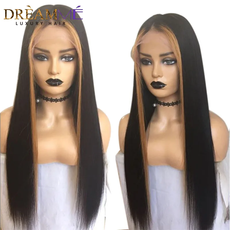 Ombre Straight Lace Front Wig 27 Honey Blonde Highlight Colored