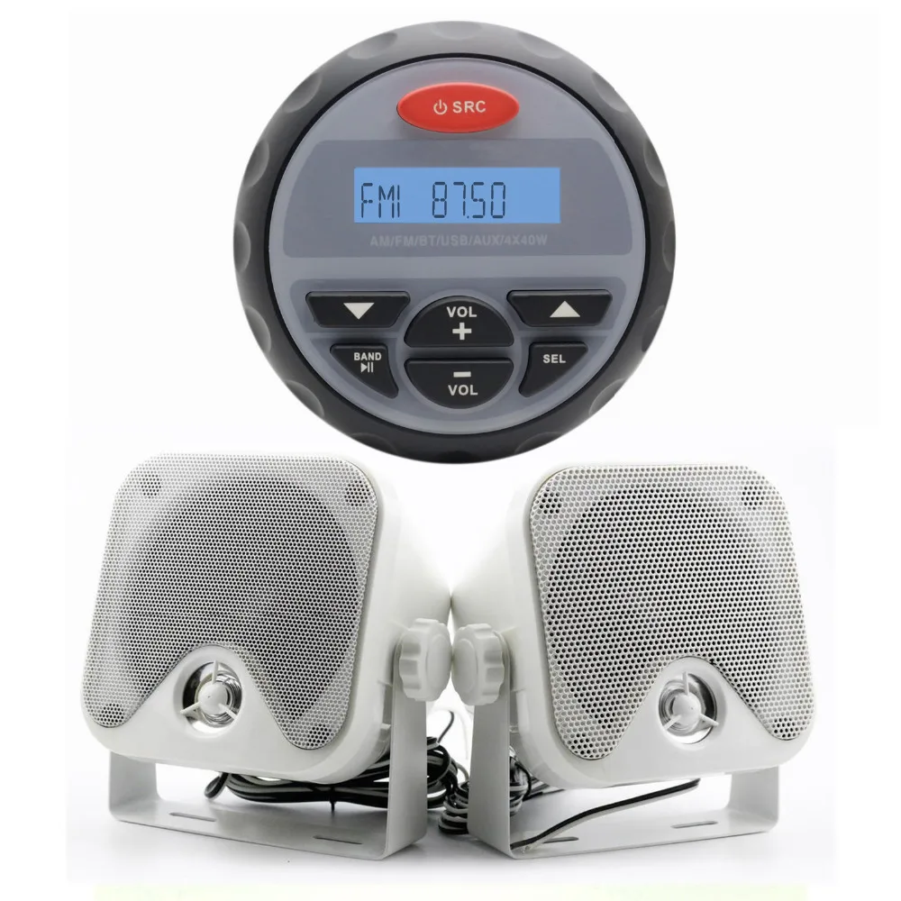 Waterproof Marine Gauge Radio FM AM Audio Bluetooth Stereo+3.5" Heavy
