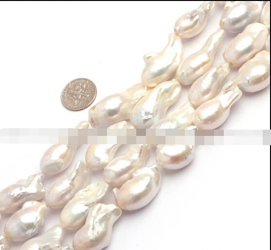 

FREE SHIPPING>>>@@ N402 Natural White Freeform reborn keishi baroque freshwater pearl beads strand 15