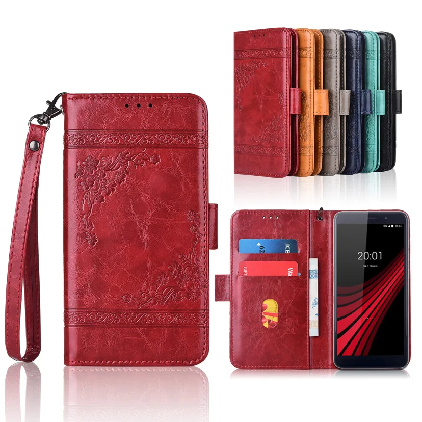 

Wallet case for Ergo V551 Aura cover Coque for Ergo V551 Aura Floral Kickstand case Plain Fitted Case