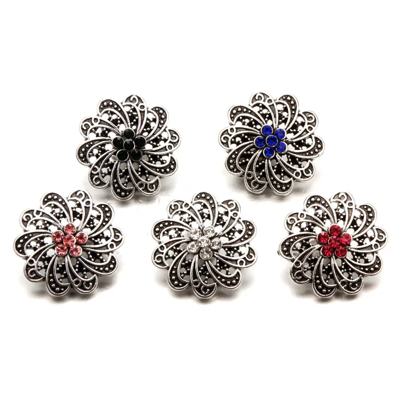 10 шт. оптовая продажа высокое качество Шарм Rhinestone стили сплава цветок кнопки для