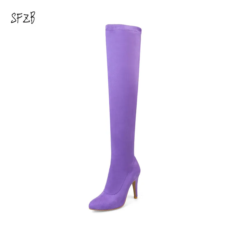 

SFZB Fashion Women Over Knee High Boots All Match Western Style Design Thin High Heel Women Boots Size 33-43