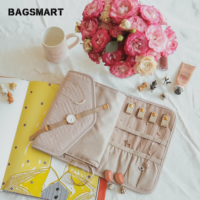 BAGSMART Small Travel Jewelry Rolls Lightweight Women Jewelry Bag Organizer for Jewelry Necklace Holder Earring Ring Storage Bag BAGSMART Small Travel Jewelry Rolls Lightweight Women Jewelry Bag Organizer for Jewelry Necklace Holder Earring Ring Storage Bag