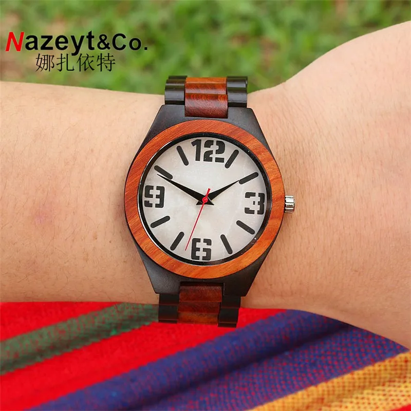 Marca de Topo Marca de Luxo de Madeira de Ébano Pulseira de Relógio com Grãos de Mármore com Movimento Hotime Homens Relógios Japão Relojes Mujer 2020 Top