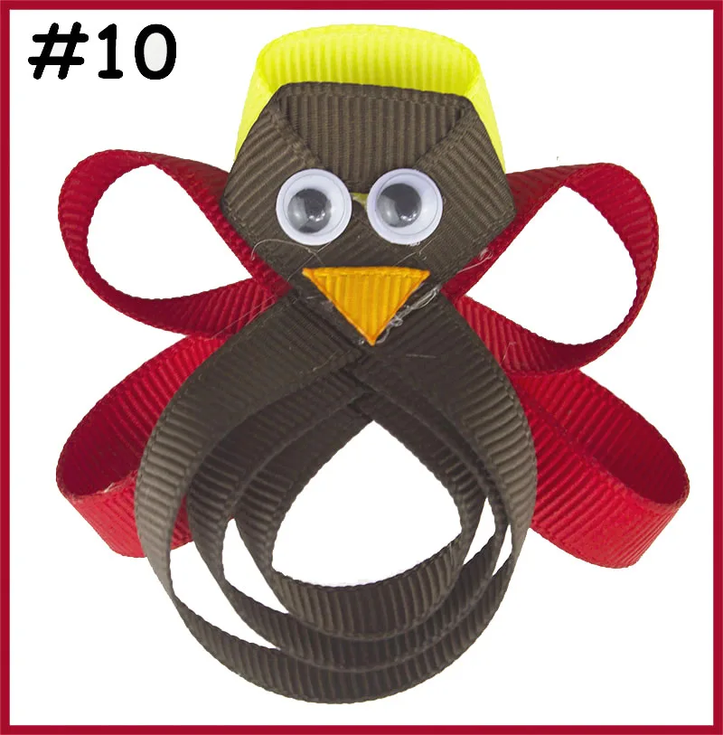 

free shipping 120pcs Thanksgiving Gobble Turkey Thanksgiving Turkey Hair Bow Tommie Turkey Hair Clip Holiday Hair Clip Clip