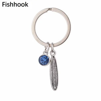

ishhook Zinc Alloy Metal Sporty Surfboard Charm Pendant Key Ring Key Chain With Birthstone for Men and Women