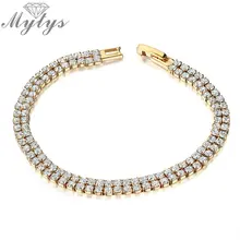 Yellow Gold GP Bar Setting Crystal Two Layer Bracelet for Women Fashion Jewelry B475