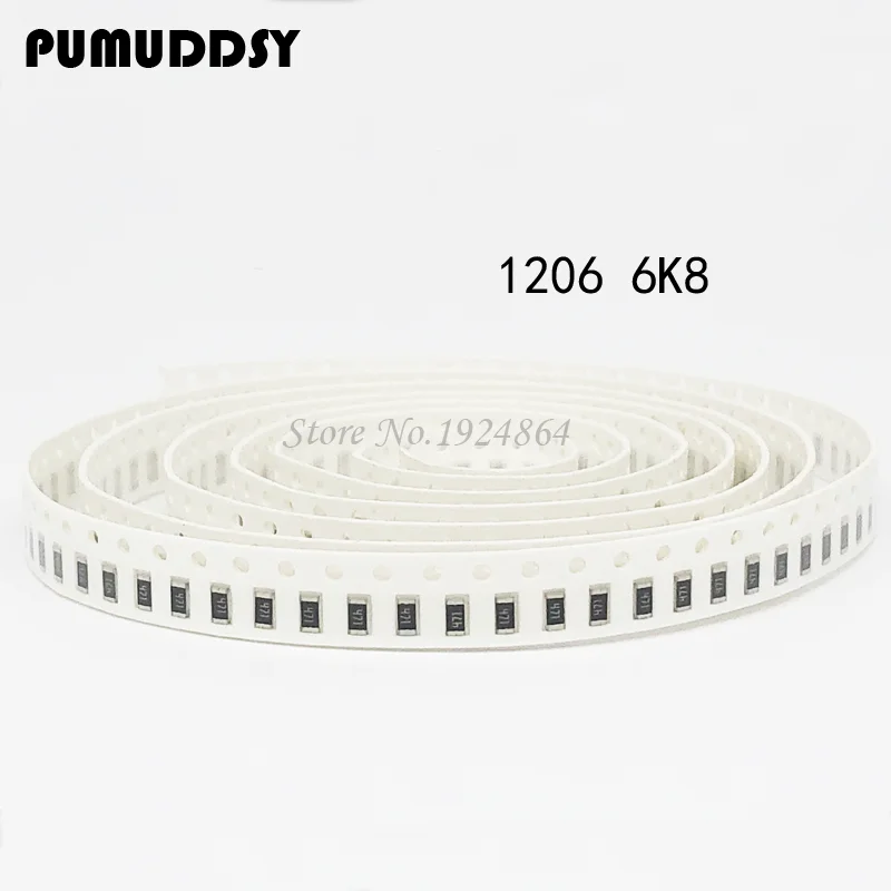 100PCS 1206 SMD Resistor 6 8K ohm chip resistor 0 25W 1 4W 6K8