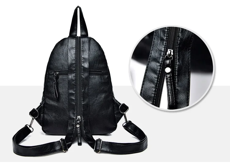 Листья женский рюкзак маленький промытый кожаный женский нагрудный Рюкзак многофункциональные рюкзаки для девочек Сумка через плечо для подростков черный