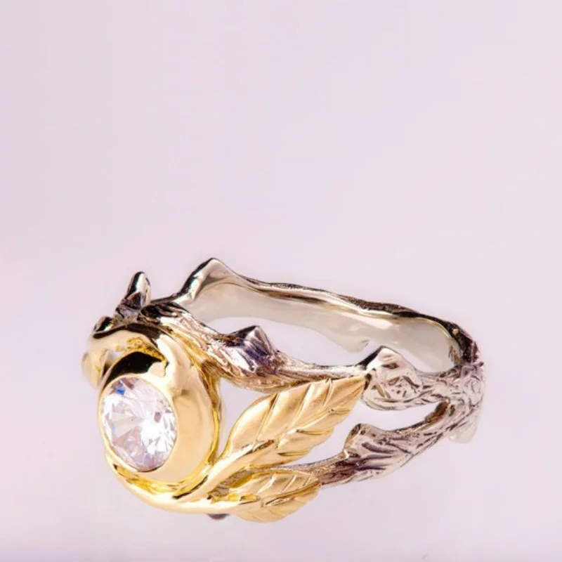 Ретро древние серебряные кольца, золотые листья, кольцо на палец для женщин, винтажные индийские ювелирные изделия, филиал, лозы, кольца с камнем,, пляжные подарки Z3M133