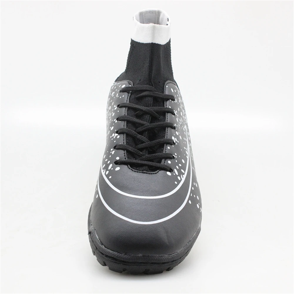 Мужские футбольные бутсы Maultby черные и белые с высокой подошвой #08W|soccer cleats|indoor