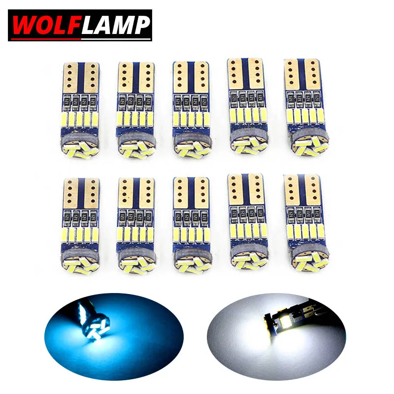 Wolflamp 10x светильник T10 W5W Canbus Светодиодная лампа с клиновидным цоколем 4014 15SMD
