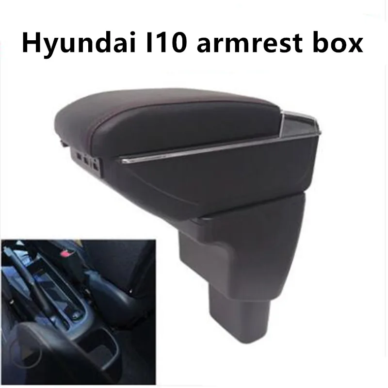 

For Hyundai I10 armrest box central Store content Storage box armrest box with cup holder ashtray USB interface 2006~2017