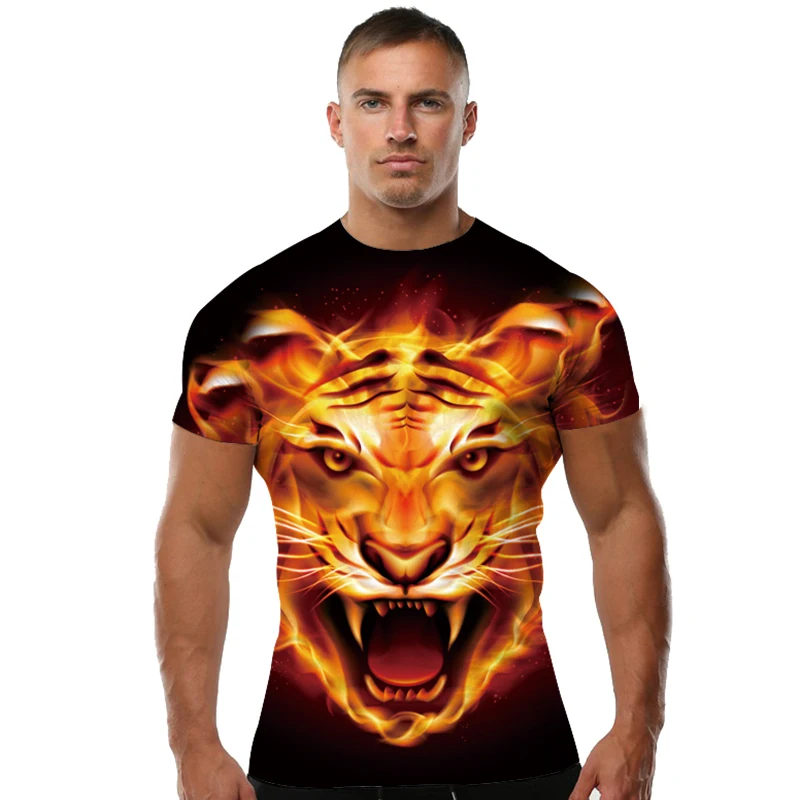 KYKU marca 3d Camiseta Animal León Camiseta 3d Camiseta hombres camisetas divertidas hombres ropa Casual Fitness TeeTop Tigre Camiseta