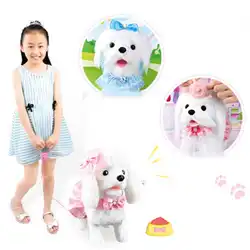 Робот собака электронная собака игрушки плюшевый щенок Прогулка коры принцесса поводок Тедди контролируется по линии игрушки для детей