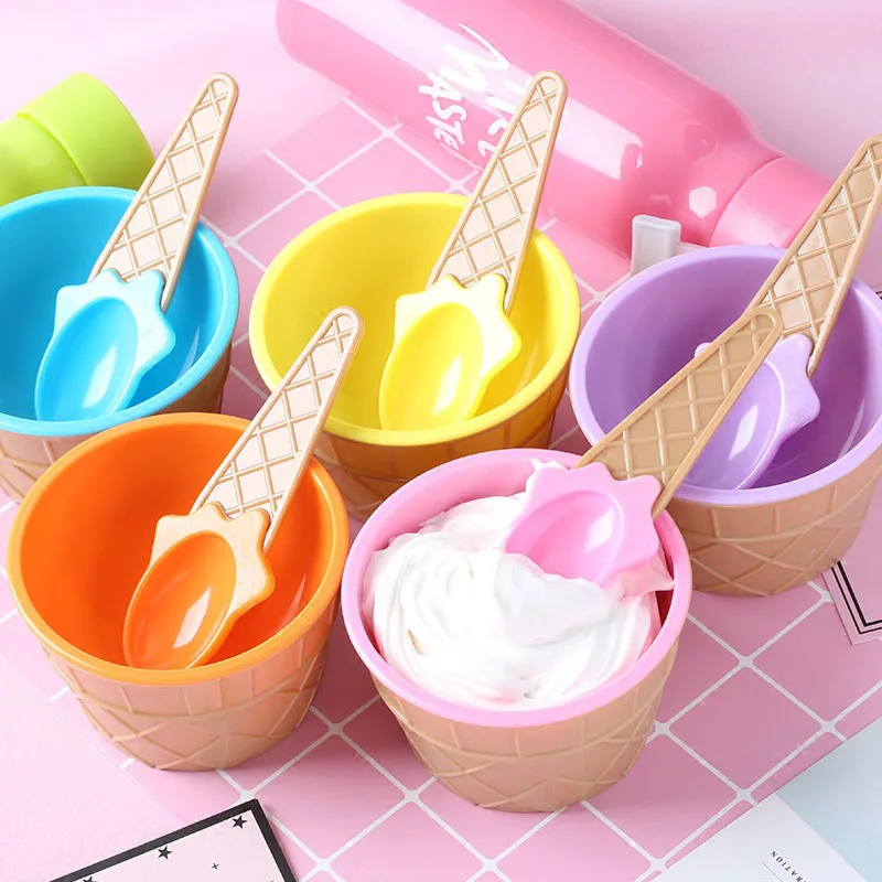 

DIY slime Kit Accessories 1Set Ice Cream Bowl Spoon Clear/Fluffy Slime Box Popular Kids Food Play Toys For Children kids