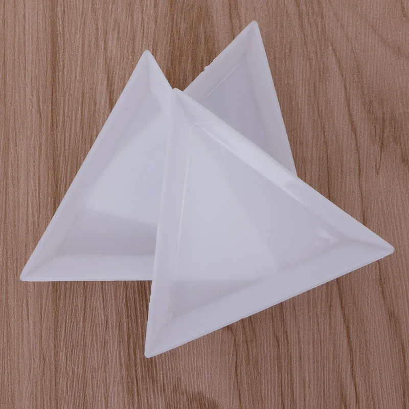 10 шт Пластик Треугольники бусы со стразами прозрачный арт для ногтей сортировочные лотки белый