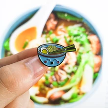 Cartoon Mini Ramen japoński makaron emalia Pin śliczne miski pałeczki broszki koszula dżinsowa kołnierz plakietka na klapę biżuteria prezenty