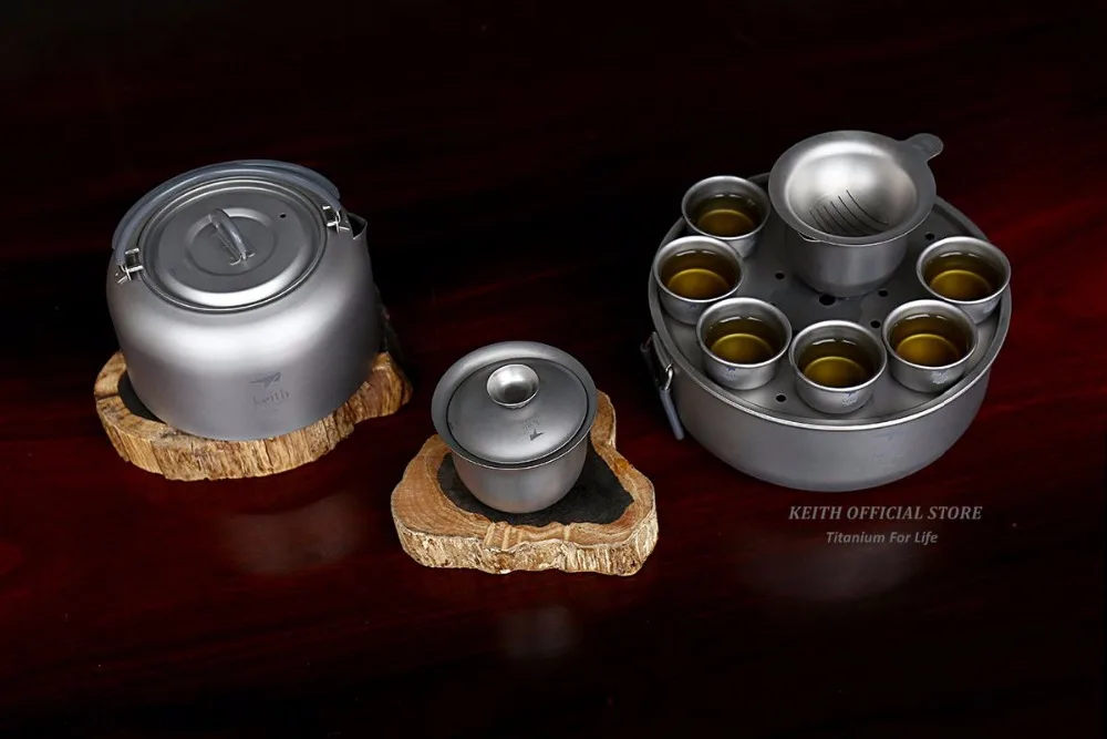 Keith titanio chino kongfu juego de té de lujo portátil taza acampar al aire libre senderismo Vasos y copas ultraligero sólo 570G ti3900