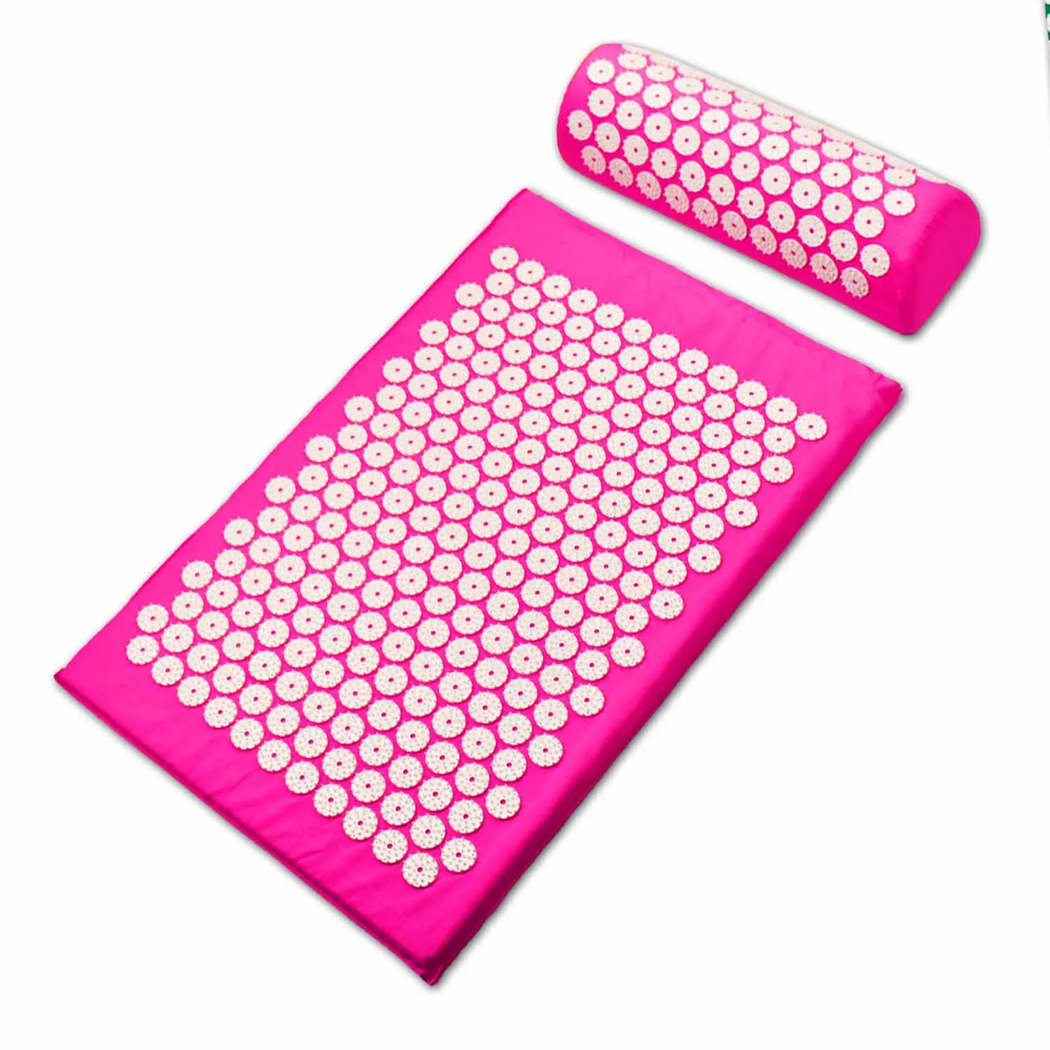 Шакти Массажная подушка для иглоукалывания эффективное облегчение боли в спине шеи Йога иглоукалывание Массажный коврик дропшиппинг - Цвет: Pink Set