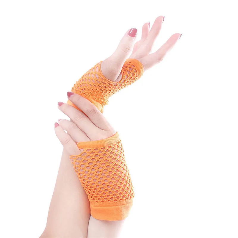  Punk Goth Lady Disco Dance Costume Lace Fingerless Mesh Fishnet Gloves Hand Gloves guantes eldiven handschoenen 40FE1514