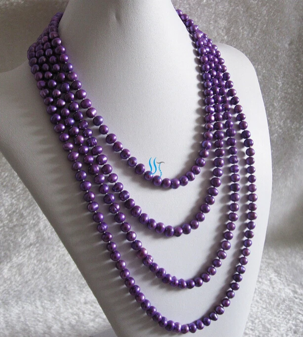 

huij 001902 100" 7-8mm Purple Freshwater Pearl Strand Necklace
