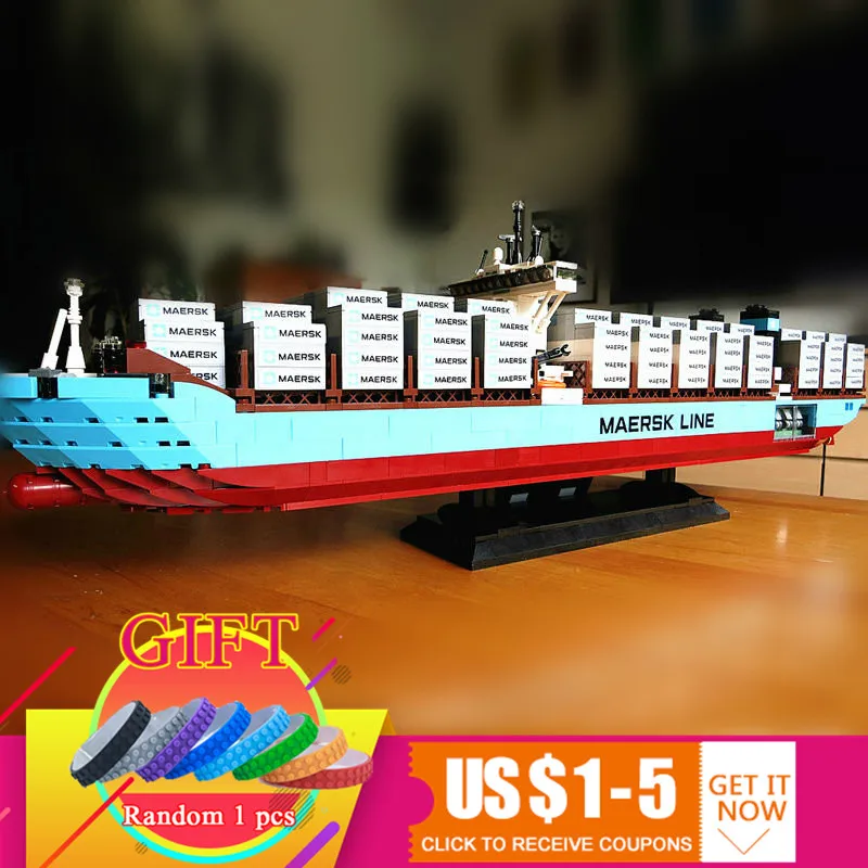 

22002 1518Pcs The Maersk Cargo Container Ship Technical Series Set 10241 Building Educational Blocks toys lepin