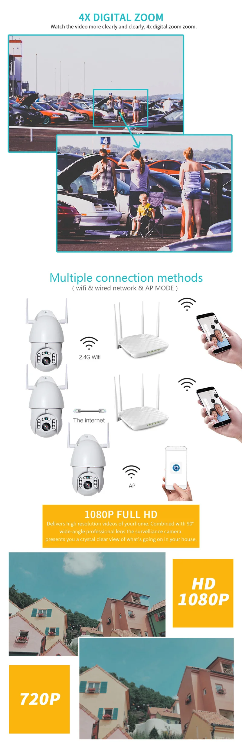 Higestone 1080P Беспроводная Высокоскоростная купольная камера WiFi Интерком наружная ip-камера безопасности 1MP 2MP камера видеонаблюдения ИК-приложение