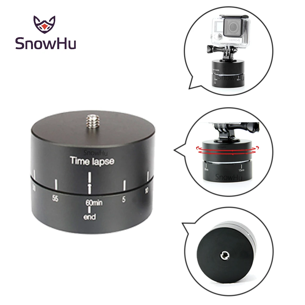 

SnowHu For 360 Degrees 60min Panning Rotating Time Lapse Stabilizer Tripod for Hero 6 5 4 3+for GoPros Xiaomi Yi Cameras GP247A
