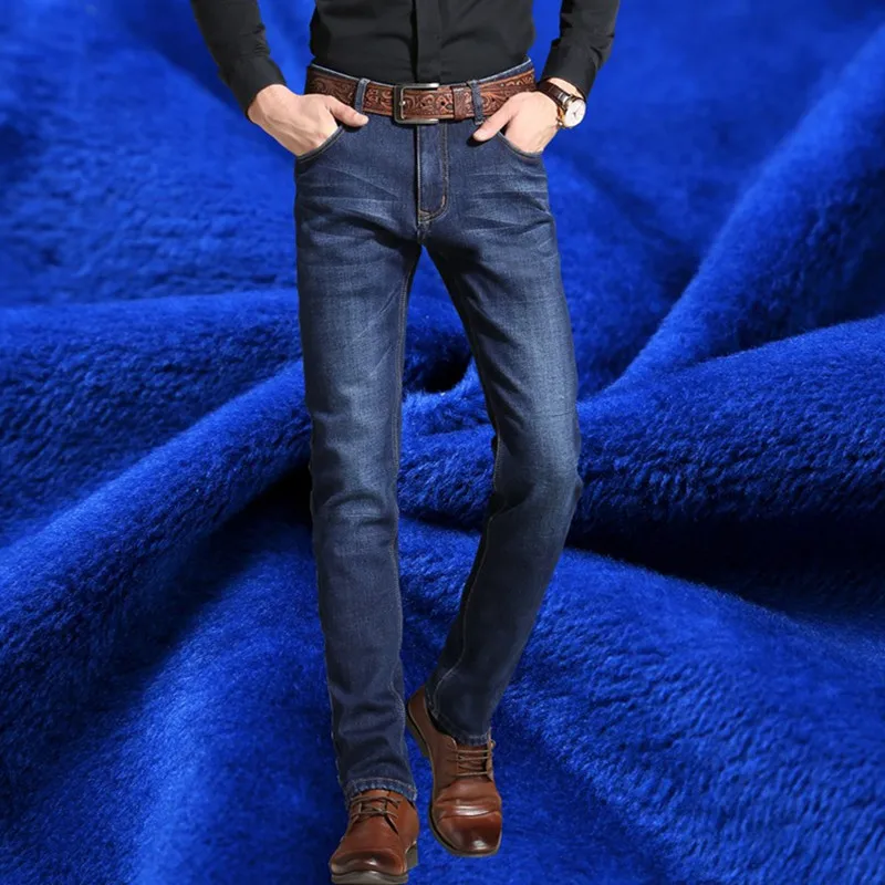 Jeans Men Winter Plus Velvet High Quality Homme Vaqueros Hombre Jean Black Biker Calca Masculina Spijkerbroek Mannen Stretch
