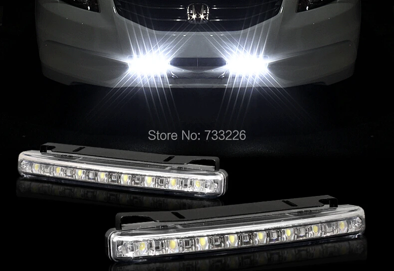 Wholesale Price DRL New 2Pcs Car Daytime Running Lights 8 LED DRL