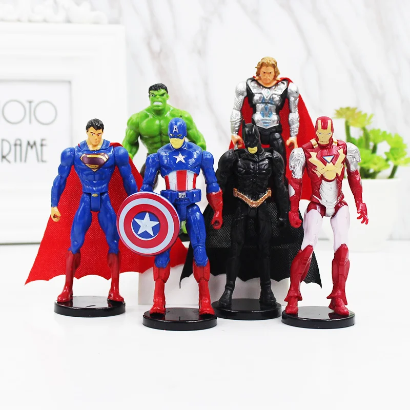 10 5 см Marvel игрушки фигура Мстителей набор супергерой Бэтмен Тор Халк Капитан