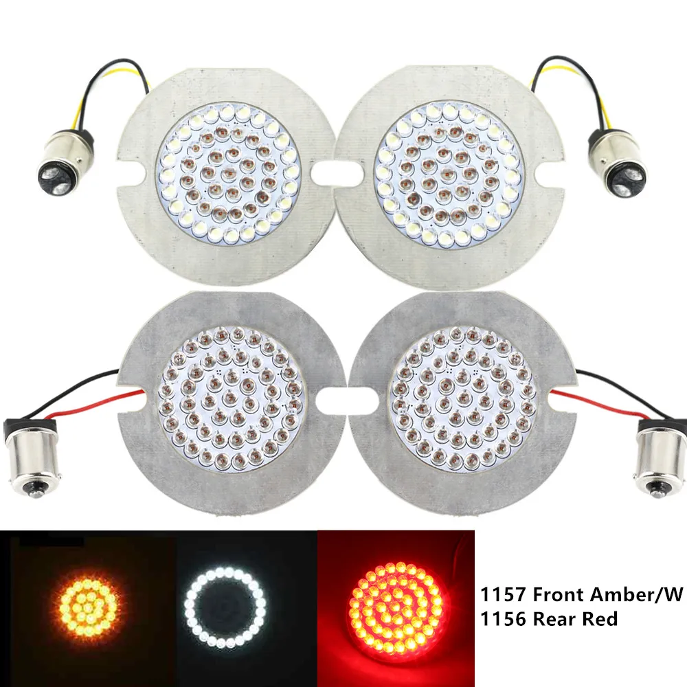 4X Bullet 1156//1157 White Amber Yellow LED Turn Signal Light Inserts For Harley