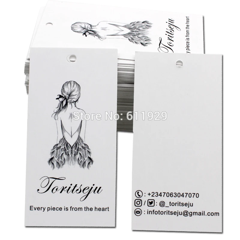 

Free shipping 500 pcs a lot customized paper hang tag/clothing swing tag labels/dress labels/garment bag printed tags brand