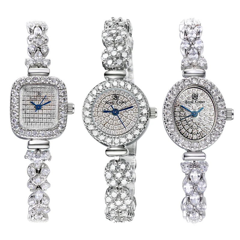 Full Crystal Royal Crown Lady Women's Watch Japan Quartz Hours Fine