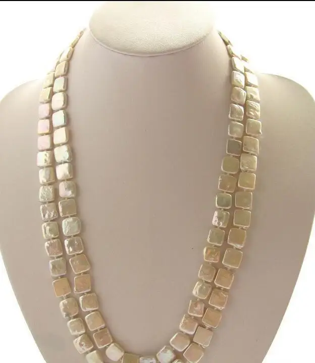 

Free Shipping >>50"10mm white square freshwater pearl necklace