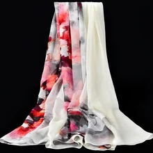 Шарф из натурального шелка роскошный шали и обертывание s принт для женщин большой размер длинная шелковая накидка Настоящие шелковые шарфы платок