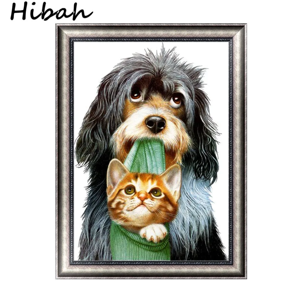 

5D Diamond Cross-Stand Cat and Dog Diy Diamond Embroidery Resin Round Diamond Mosaic Paste Painting Decoration