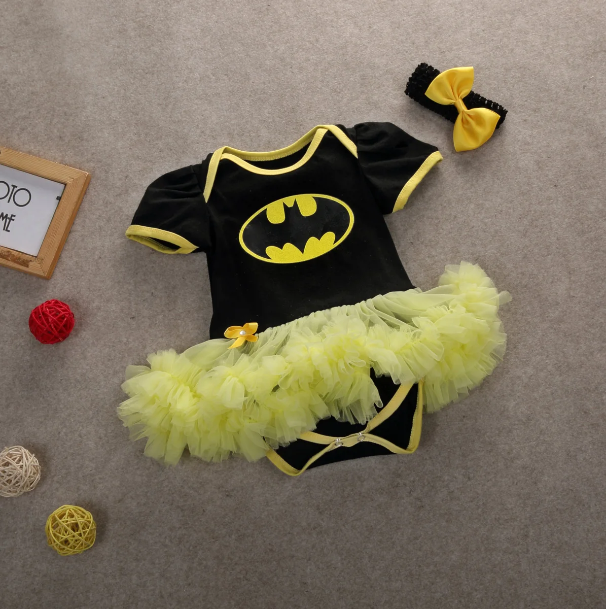 Комбинезон с эмблемой Бэтмена для новорожденных девочек, платье-пачка с юбкой, комплект из 2 предметов
