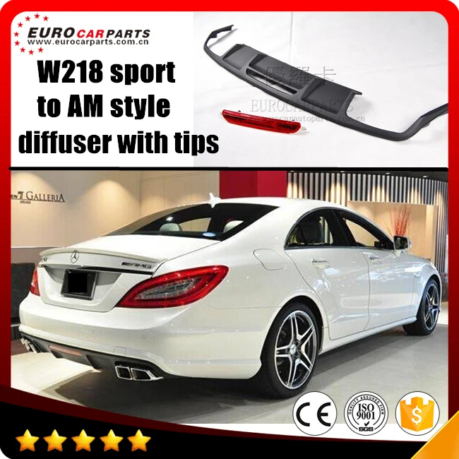 

CLS63 diffuser fit for MB CLS-class CLS350 CLS550 sport line to CLS63 A style PP diffuser with brake lights and exhaust tips
