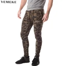 Yemeke хлопок Для мужчин с Jogger осенние узкие Дамские шаровары Для мужчин камуфляж Военная Униформа Брюки для девочек свободные удобные брюки-карго Мотобрюки