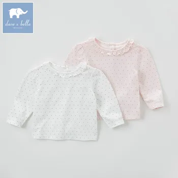 

DB5711 dave bella autumn infant baby girls fashion t-shirt kids cotton lovely tops children high quality tee